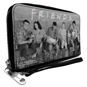 Wholesale PU Zip Around Wallet Rectangle - FRIENDS 6-Character Lunch on a Skyscraper Vivid Grays