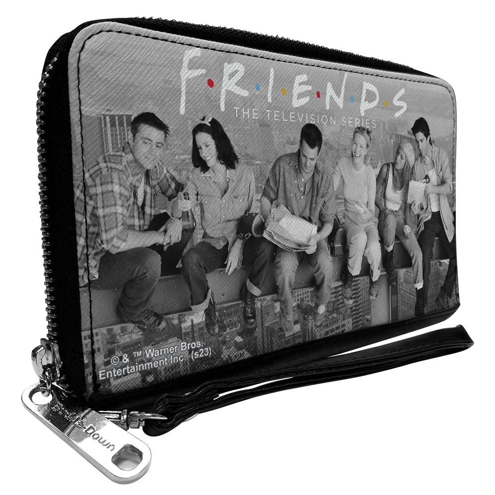 Wholesale PU Zip Around Wallet Rectangle - FRIENDS 6-Character Lunch on a Skyscraper Vivid Grays