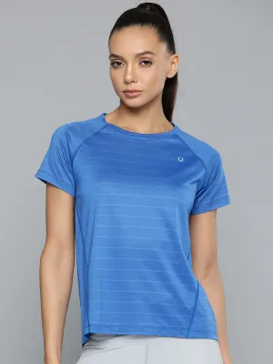 Women Blue Striped Training T-shirt