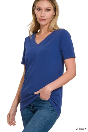 WOMEN COTTON V-NECK SHORT SLEEVE T-SHIRT | Stuffology Boutique
