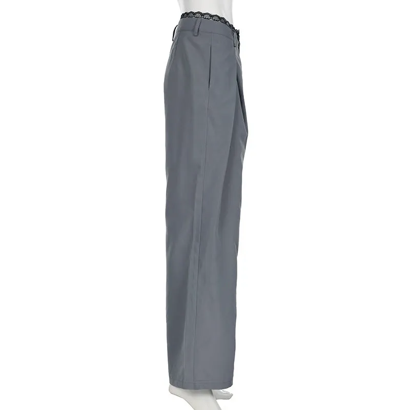Women Gray Loose Wide Legs Trousers