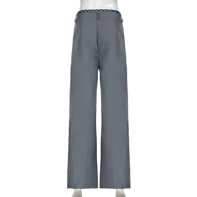 Women Gray Loose Wide Legs Trousers