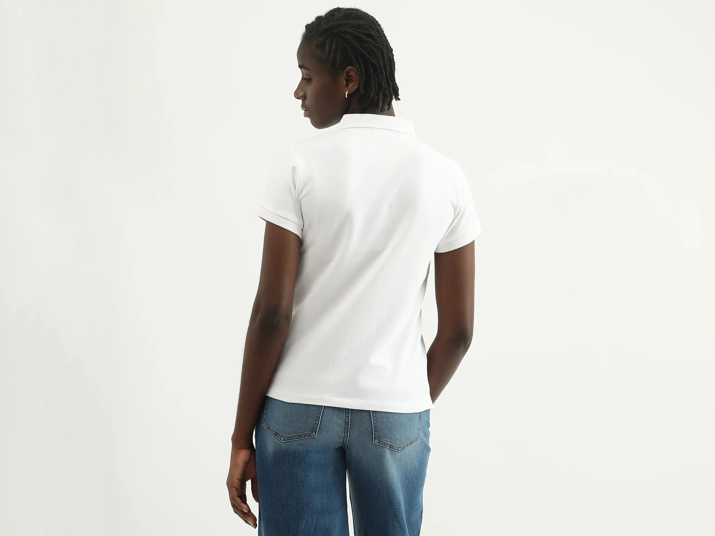 Women Solid Polo Collar T-shirt