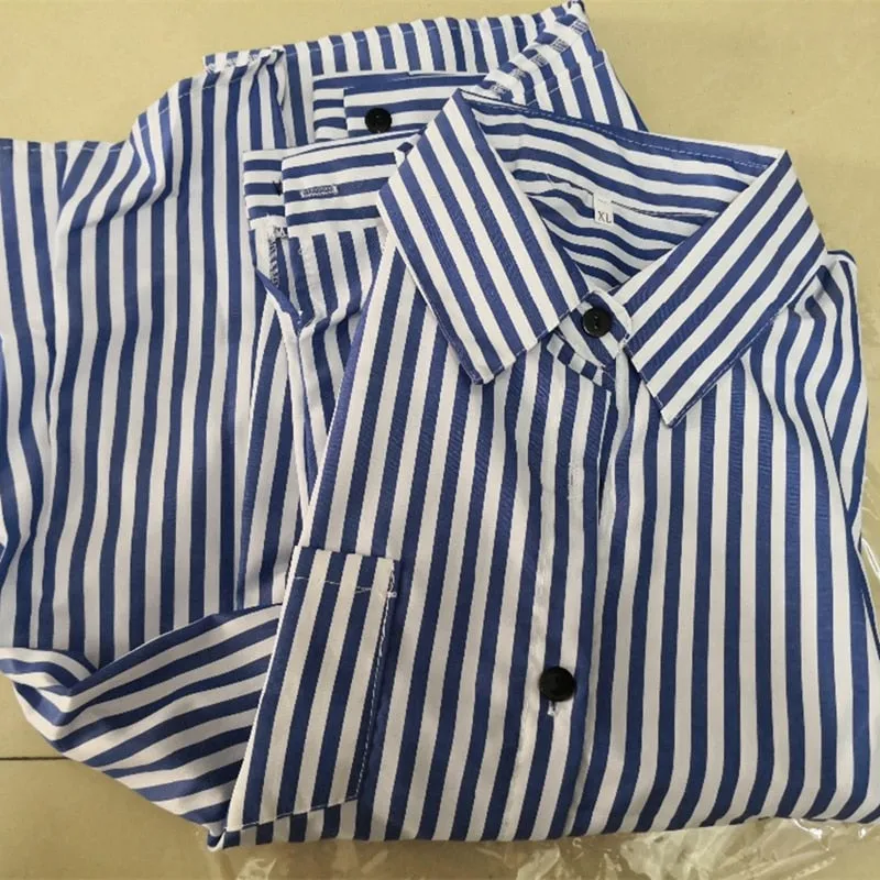 Women Striped Long Sleeve Blouse Shirt