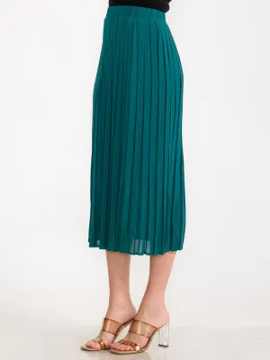 WOMEN'S ELASTIC WAIST PLEATED MIDI SKIRT