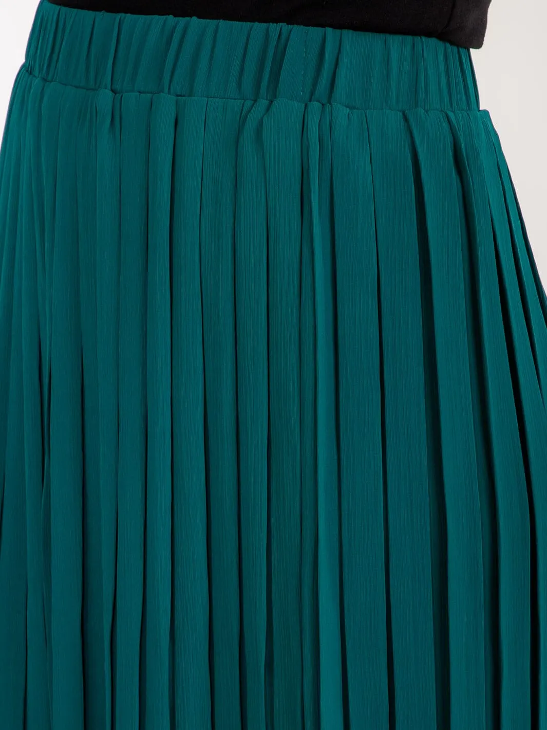WOMEN'S ELASTIC WAIST PLEATED MIDI SKIRT