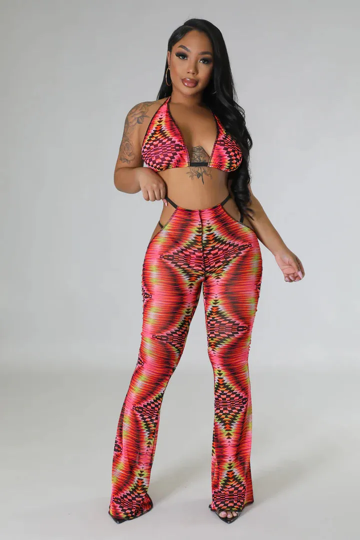 Women's Graphic Detailed High waisted Three Piece Bikini Set