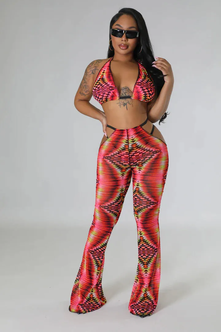 Women's Graphic Detailed High waisted Three Piece Bikini Set