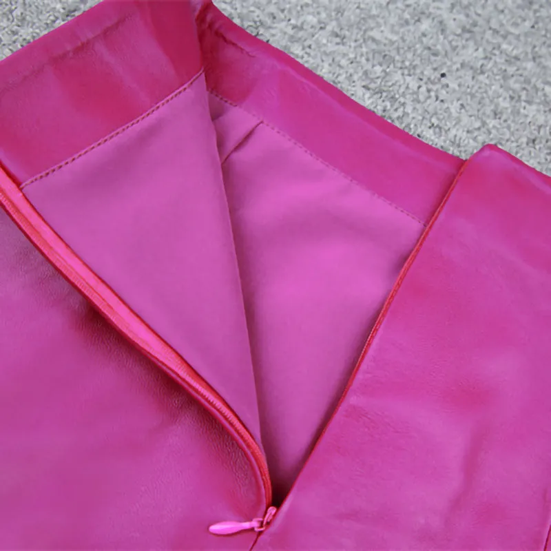 Women's Leather Skirt Real Sheepskin Simple Chain Split Hip Wrap Slim 2022 Autumn Winter New TF4780