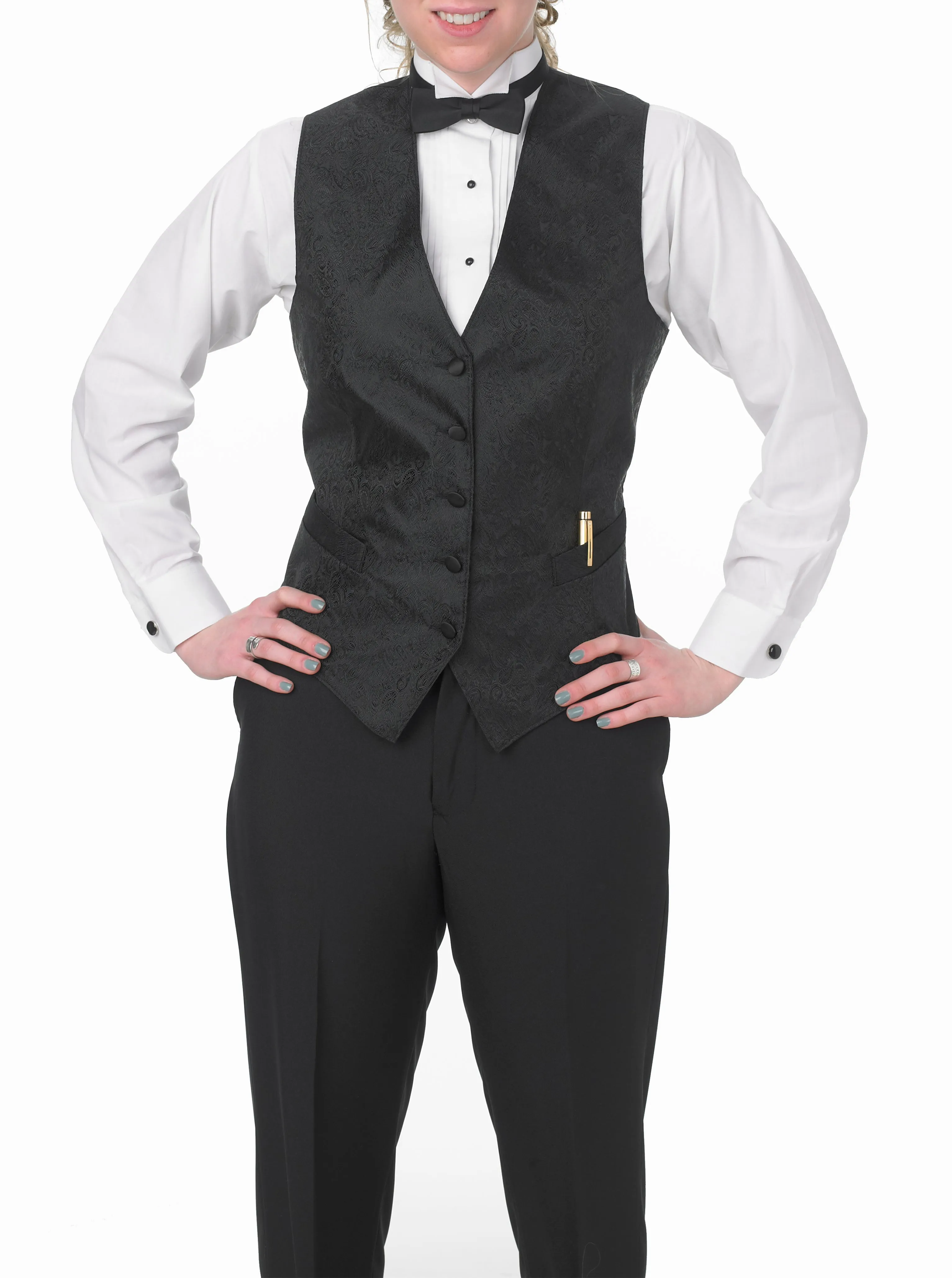 Women's Paisley Black Extended (Longer) Vest