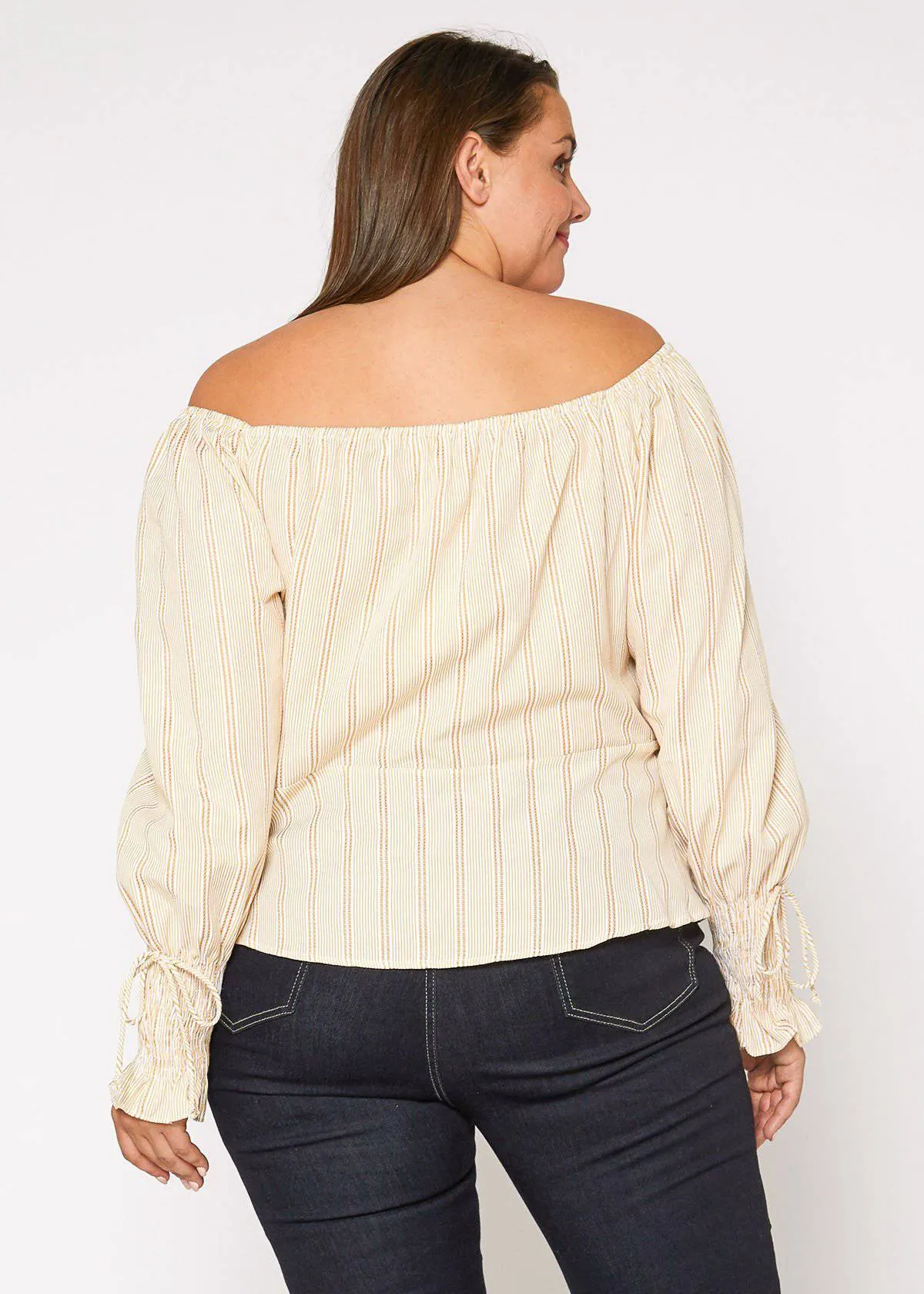 Women's Plus Size Smocked Sleeve Wrap Blouse in Yellow