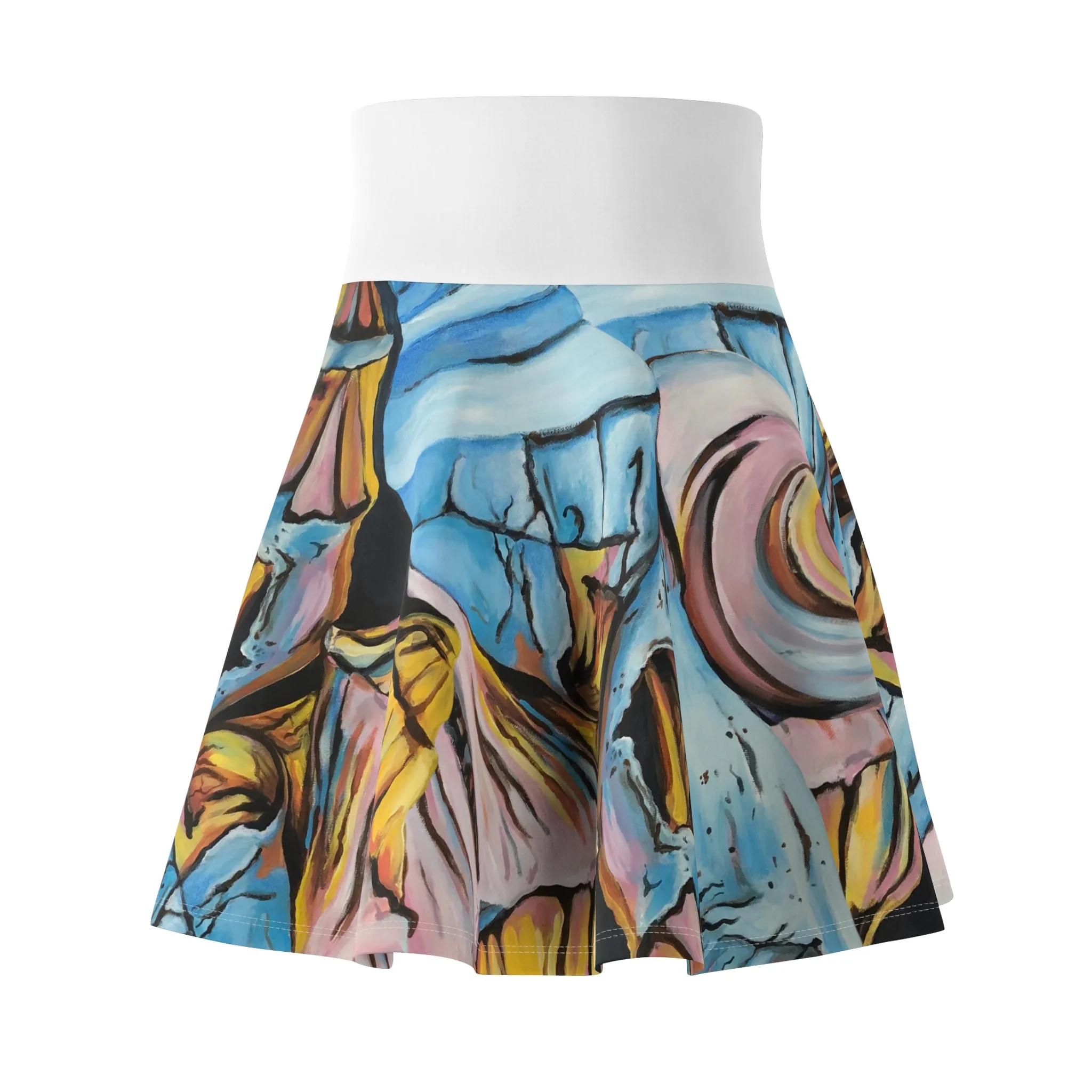 Women's Skater Skirt (AOP), Artsy Pastel Beach Shells