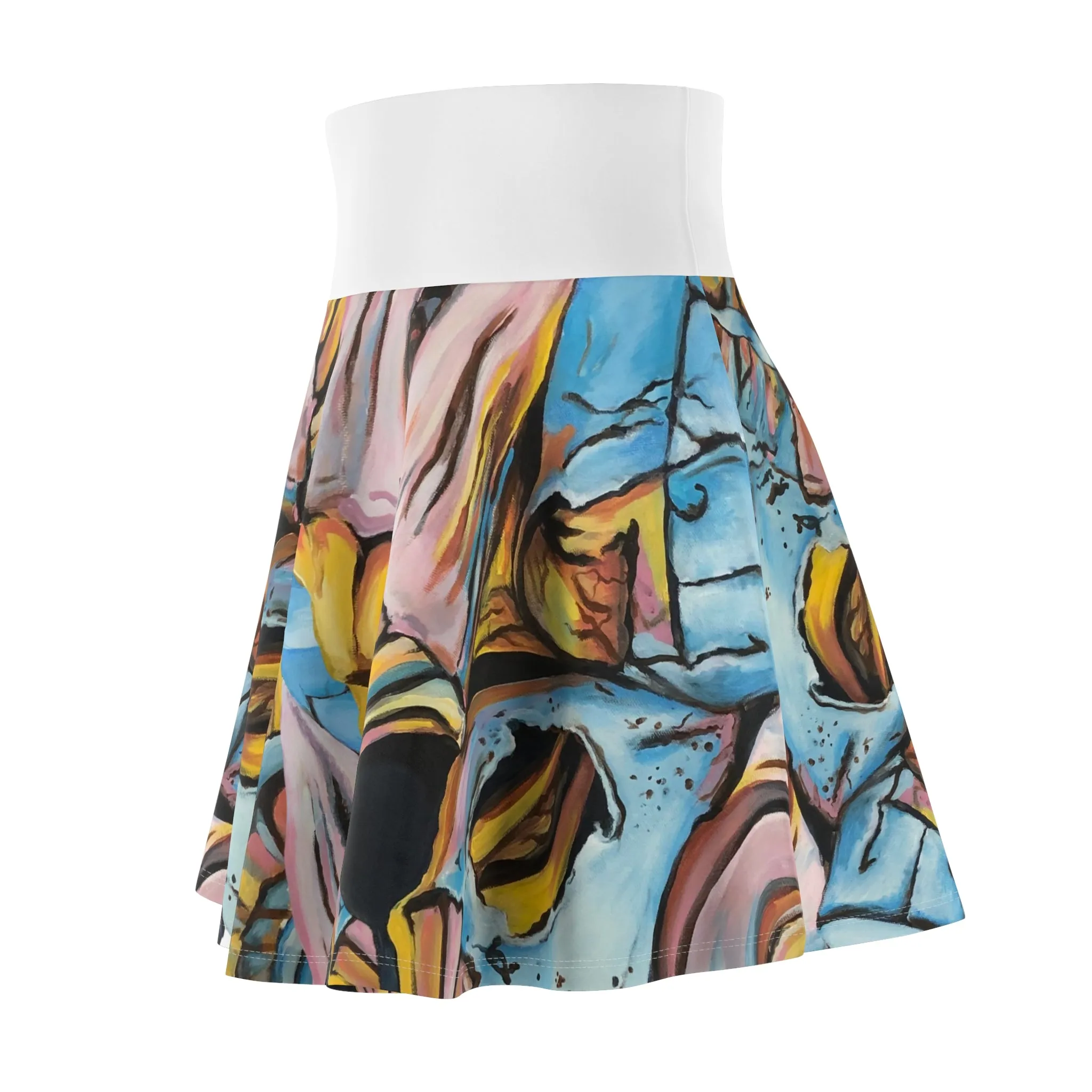 Women's Skater Skirt (AOP), Artsy Pastel Beach Shells