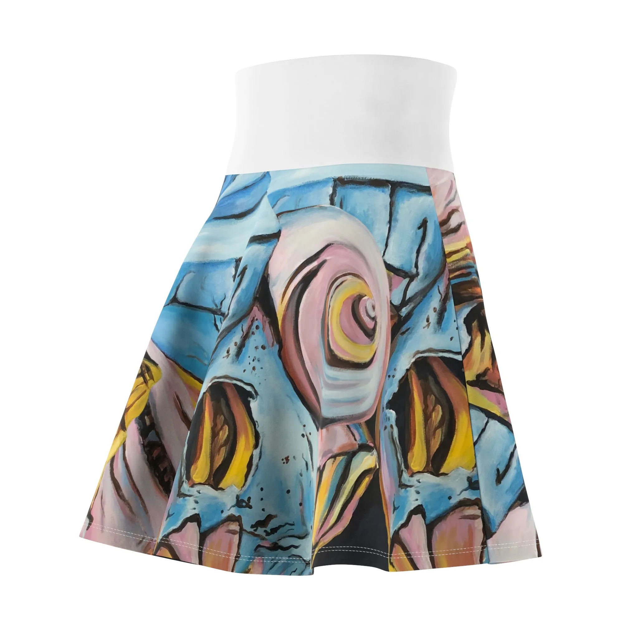 Women's Skater Skirt (AOP), Artsy Pastel Beach Shells