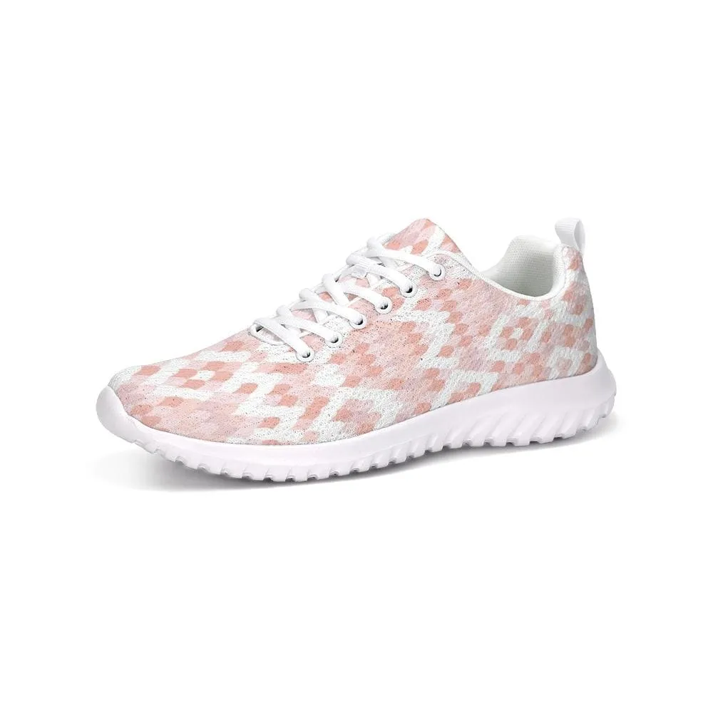 Womens Sneakers - Pink and White Low Top Canvas Running Shoes by inQue.Style