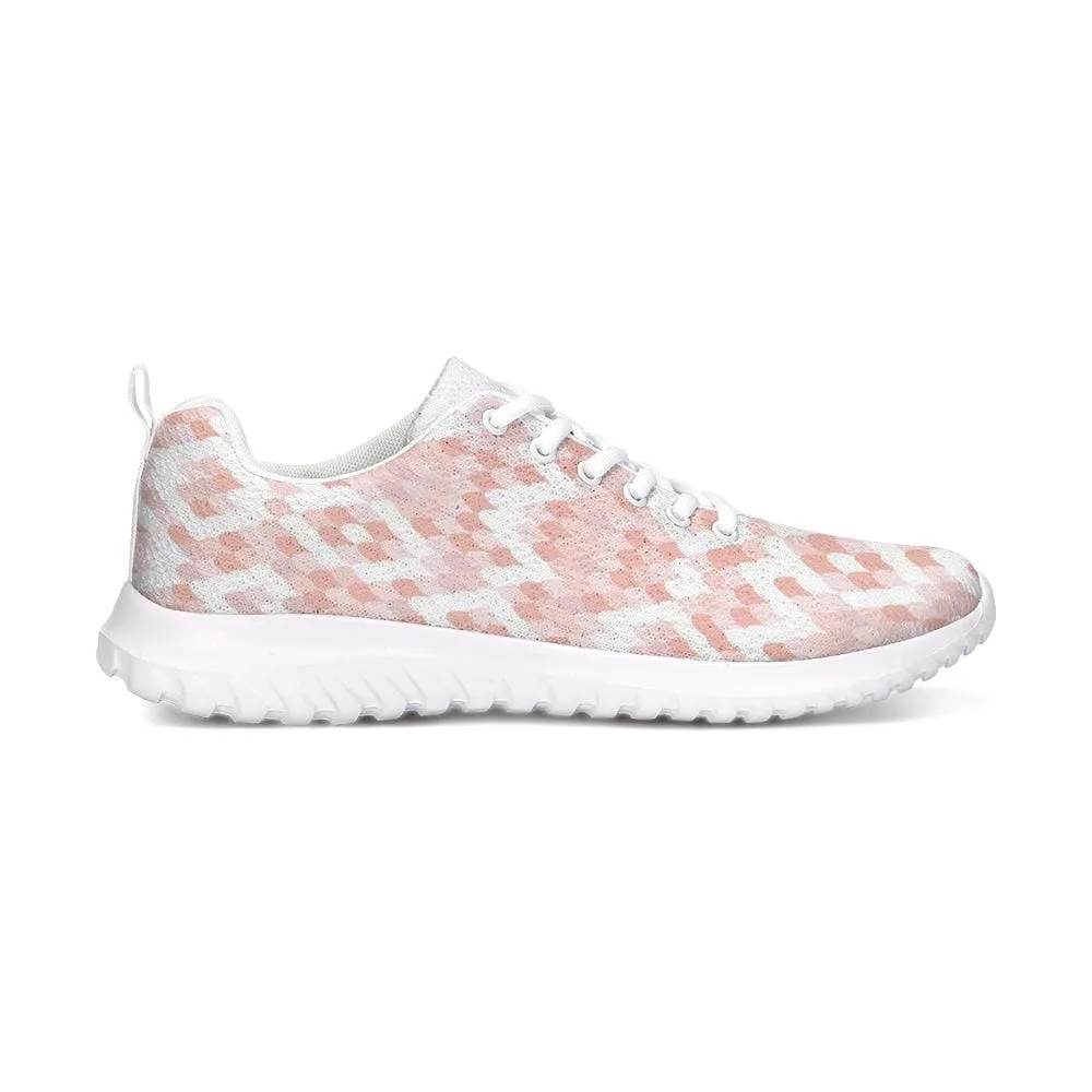 Womens Sneakers - Pink and White Low Top Canvas Running Shoes by inQue.Style
