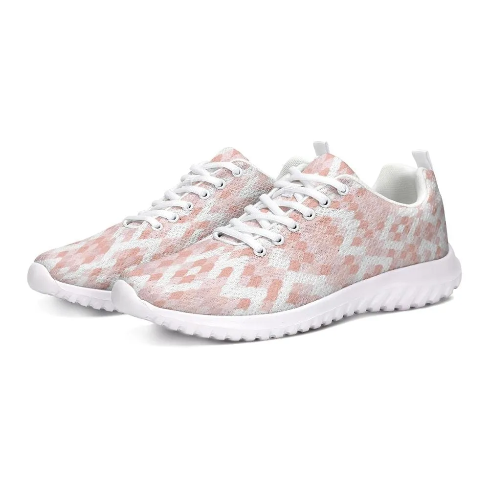Womens Sneakers - Pink and White Low Top Canvas Running Shoes by inQue.Style