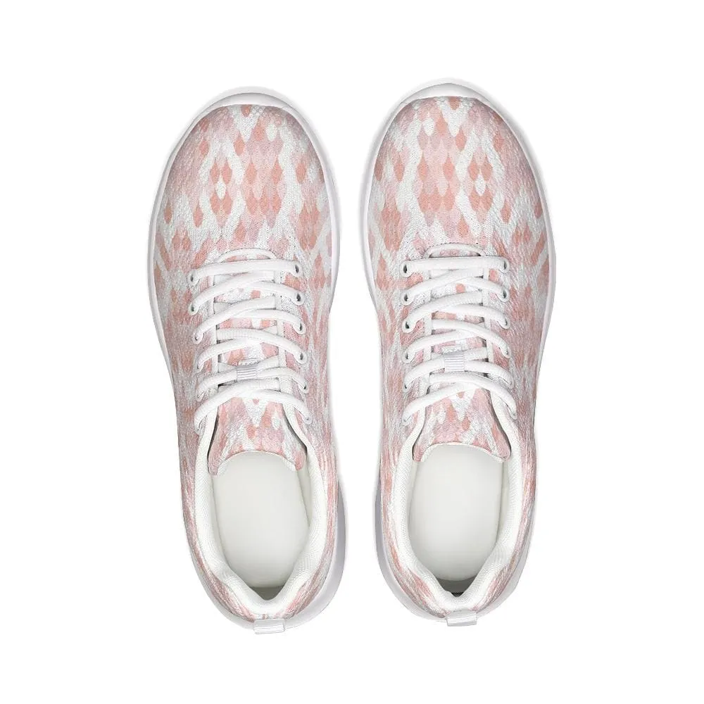 Womens Sneakers - Pink and White Low Top Canvas Running Shoes by inQue.Style