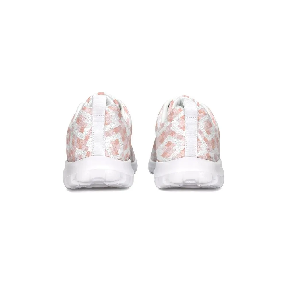 Womens Sneakers - Pink and White Low Top Canvas Running Shoes by inQue.Style