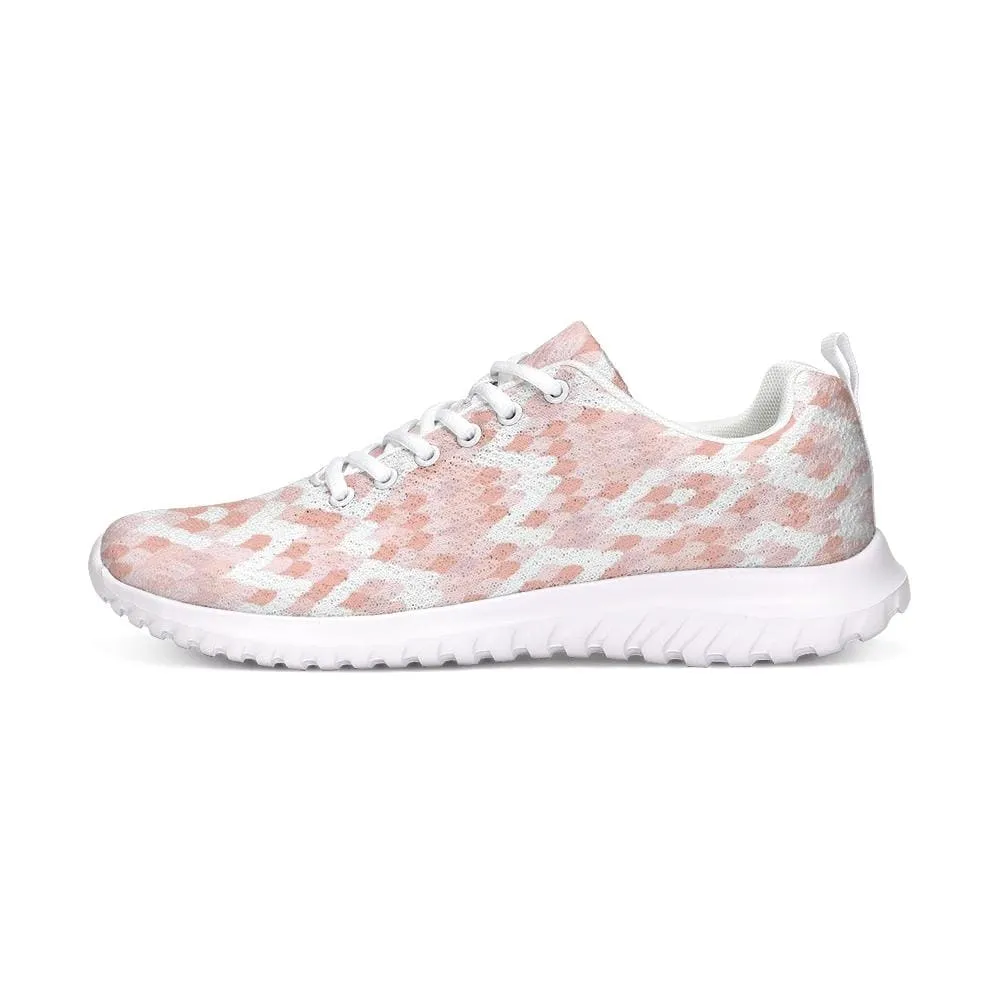 Womens Sneakers - Pink and White Low Top Canvas Running Shoes by inQue.Style