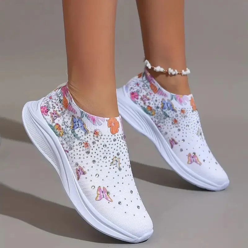 Women's Sneakers with Rhinestone Decor