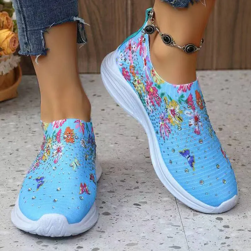 Women's Sneakers with Rhinestone Decor