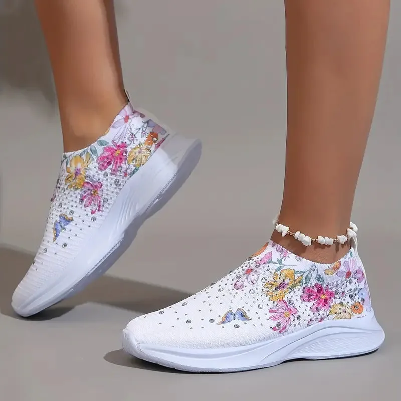 Women's Sneakers with Rhinestone Decor