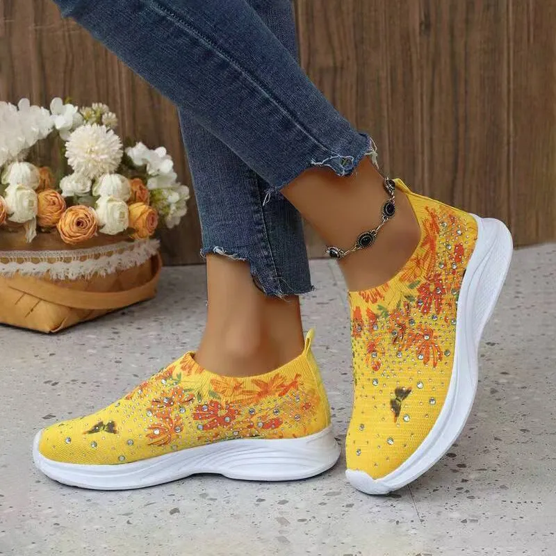 Women's Sneakers with Rhinestone Decor