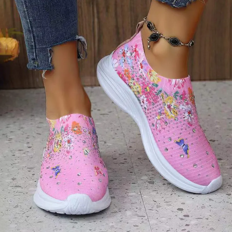 Women's Sneakers with Rhinestone Decor