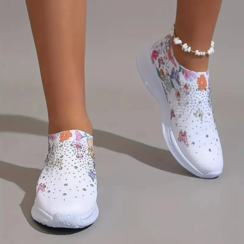 Women's Sneakers with Rhinestone Decor