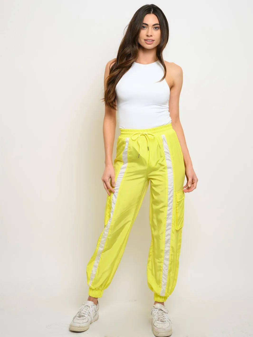 WOMEN'S STRIPE POCKETS JOGGER PANTS