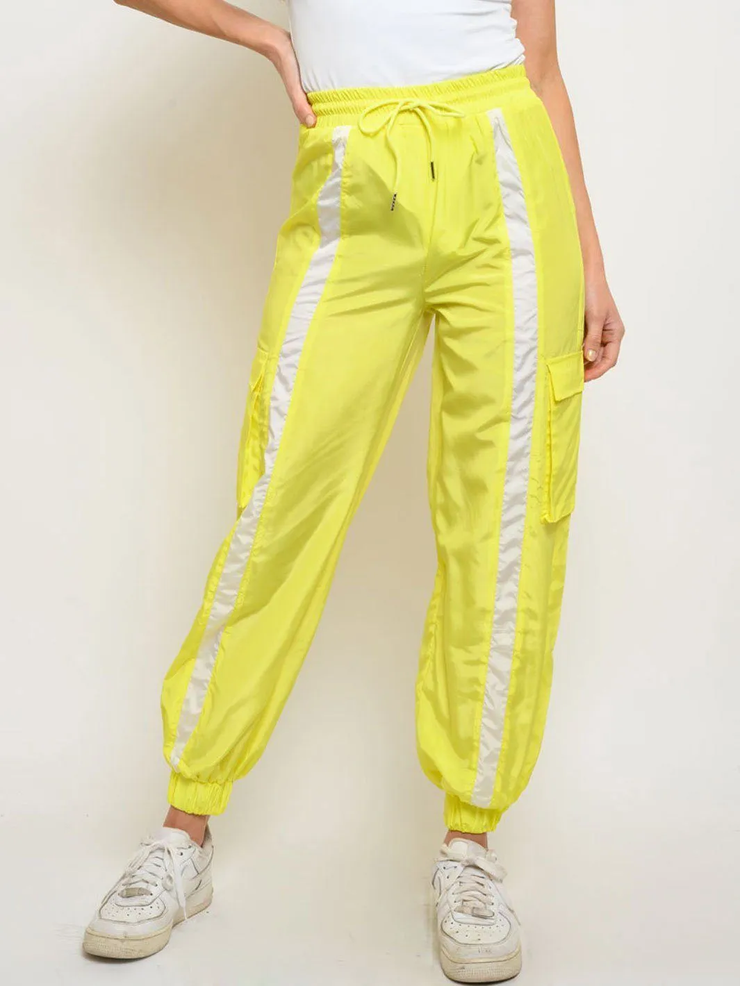 WOMEN'S STRIPE POCKETS JOGGER PANTS