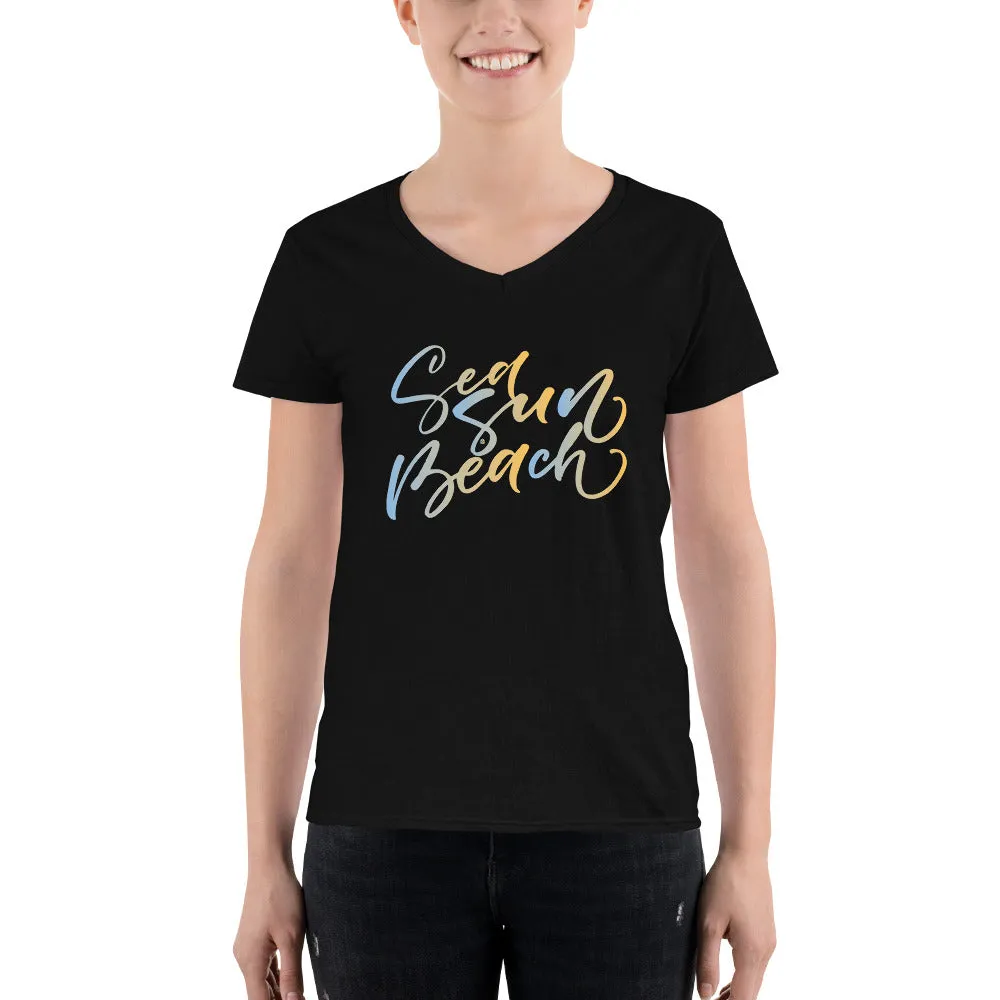 Women's V-Neck T-shirt - Surf Turf