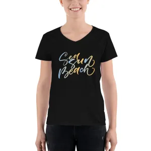 Women's V-Neck T-shirt - Surf Turf