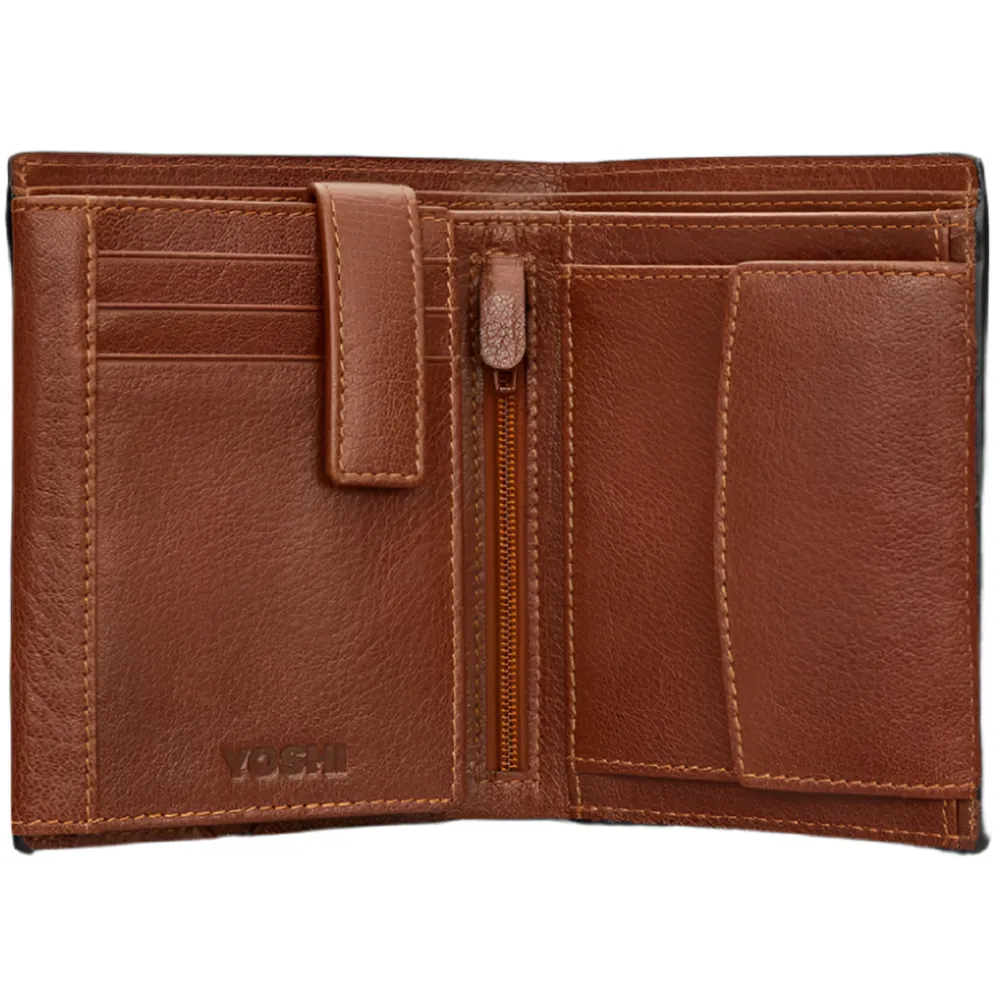 Yoshi Traditional Extra Capacity Brown Leather Wallet