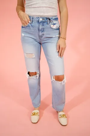 Z Light Wash Distressed Straight Leg Jeans