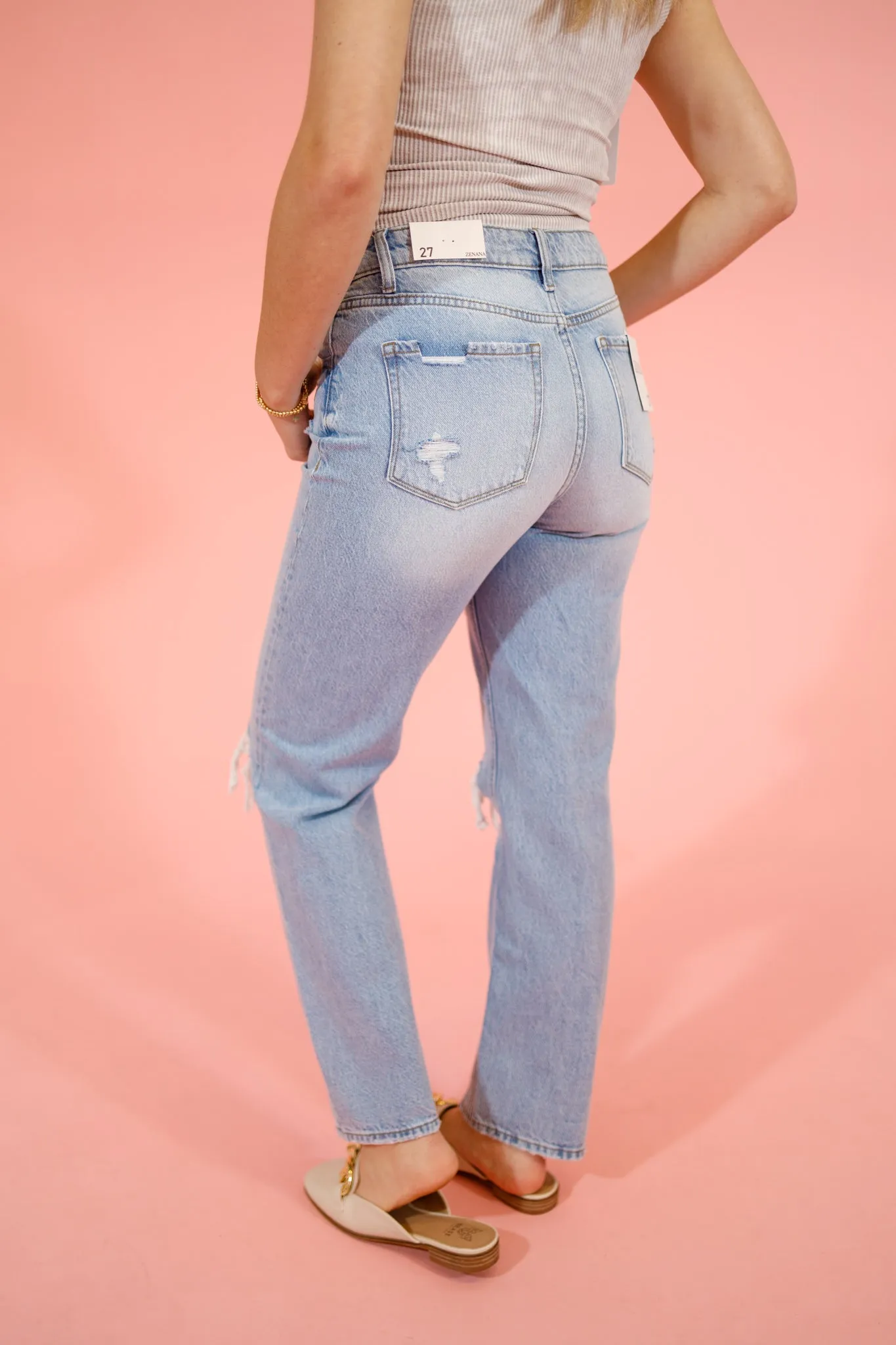 Z Light Wash Distressed Straight Leg Jeans