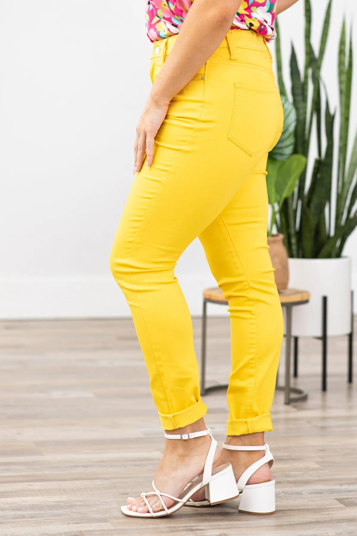 Zenana Yellow Pants with Stretch