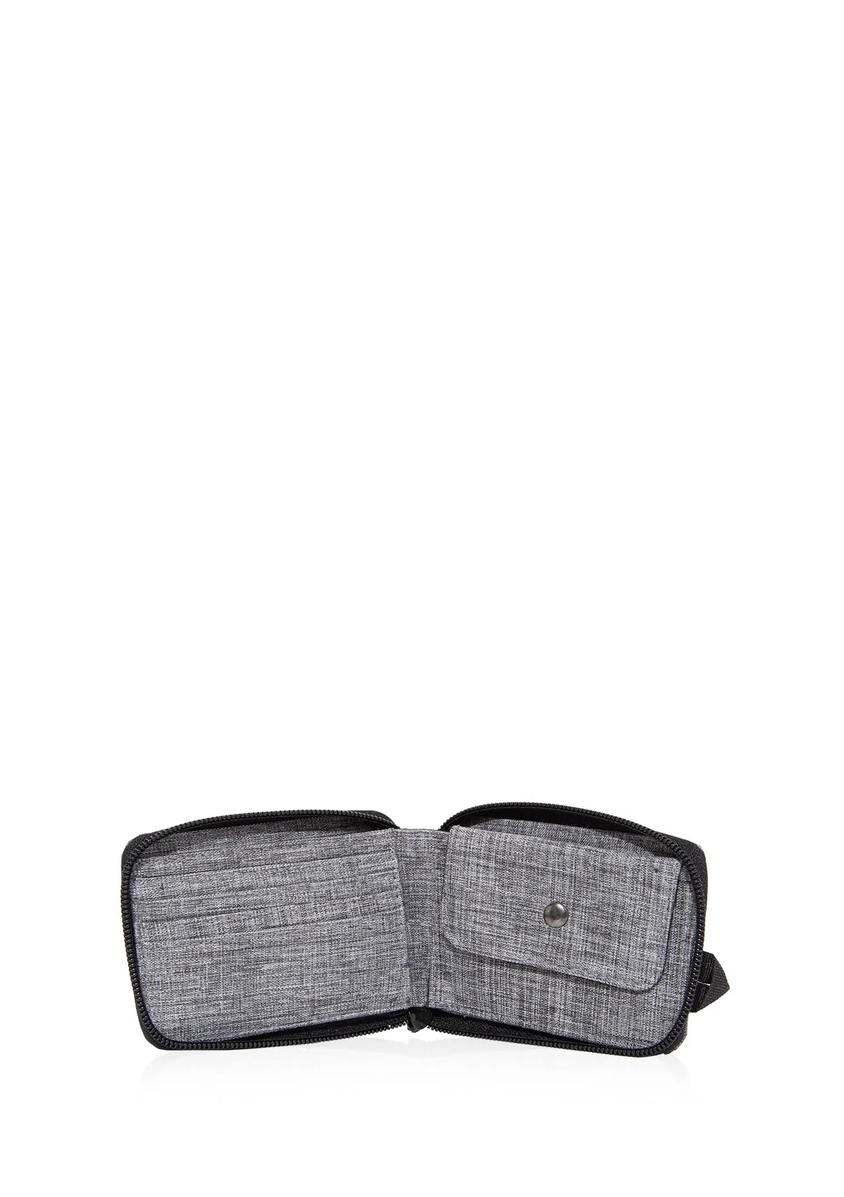 Zip Detailed Grey Wallet