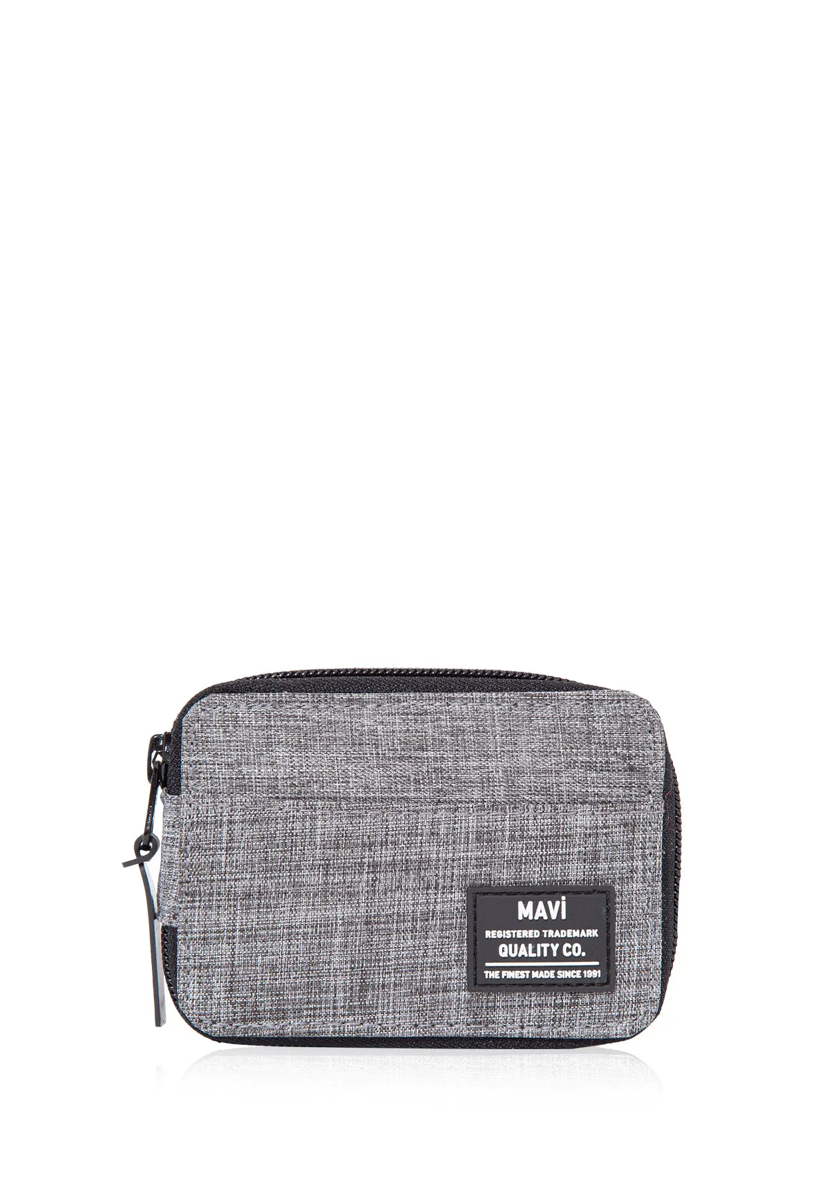 Zip Detailed Grey Wallet