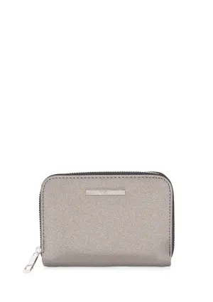 Zip Detailed Grey Wallet