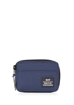 Zip Detailed Navy Wallet
