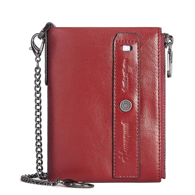 Zipper Male Small Clutch Leather Holder RFID Wallets