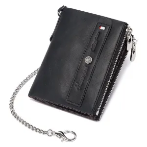 Zipper Male Small Clutch Leather Holder RFID Wallets