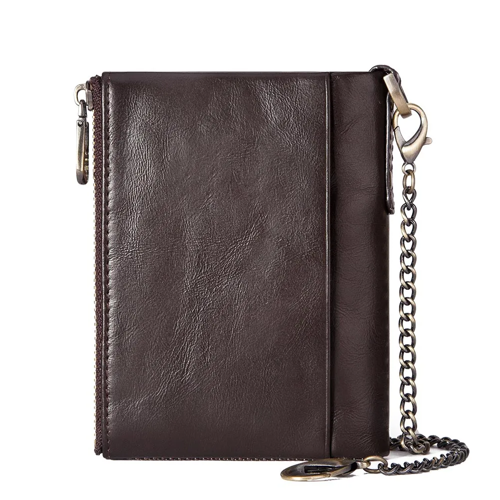 Zipper Male Small Clutch Leather Holder RFID Wallets